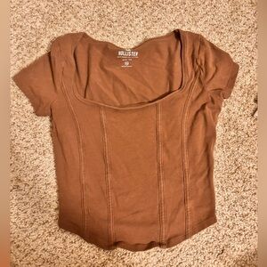 Hollister Brown corset crop top
